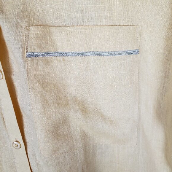 Lafayette 148 Sublime Justice Top Yellow Linen Button Up Boxy Shirt Size Large - Picture 3 of 8